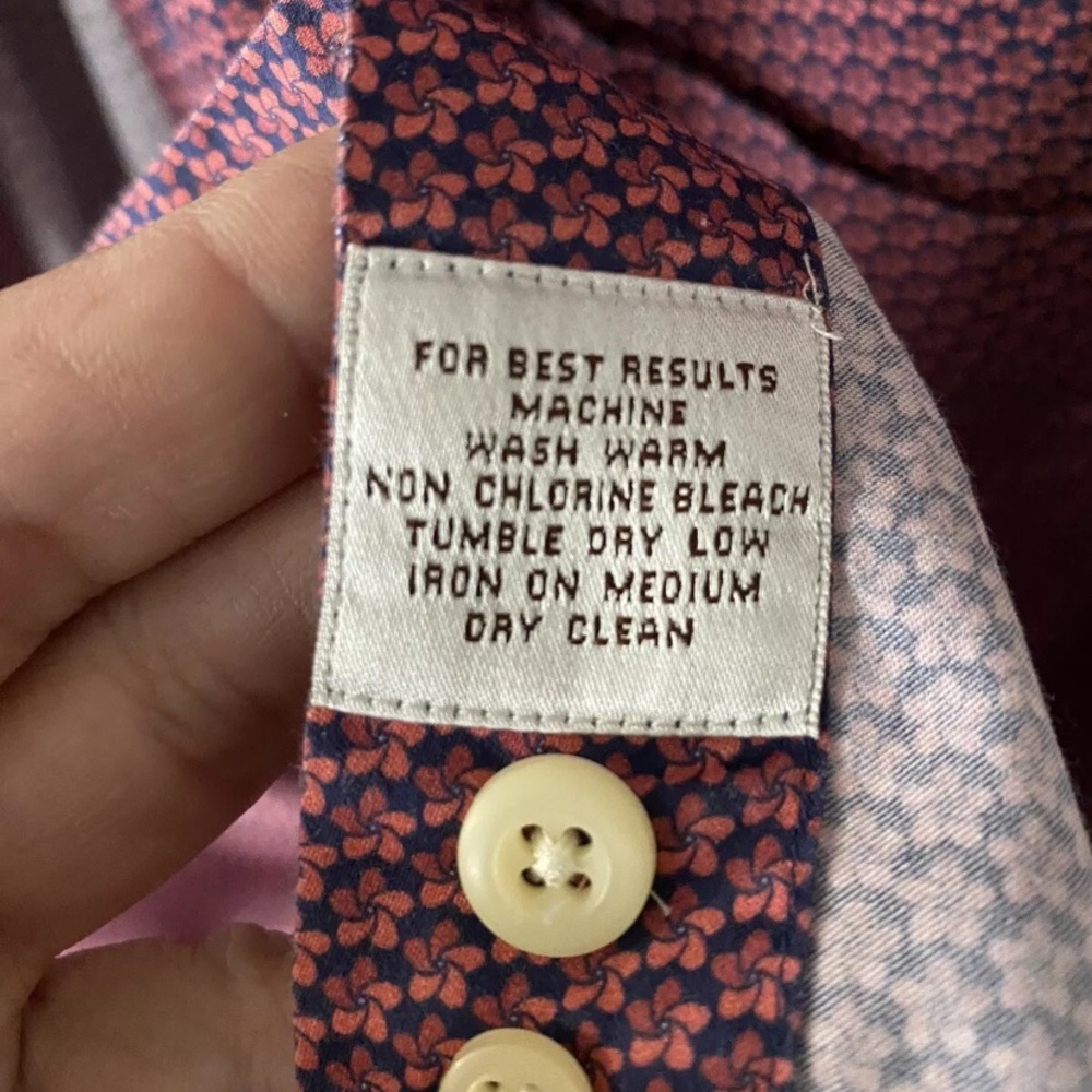 Peter Millar Geometric Men’s Button Down Long Sleeve Size XL Red Shirt - Picture 8 of 8